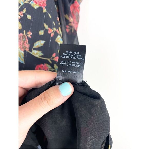 NWT WAYF Nordstrom Liberty Cold Shoulder Chiffon Boho Floral Blouse Size S - Picture 12 of 13
